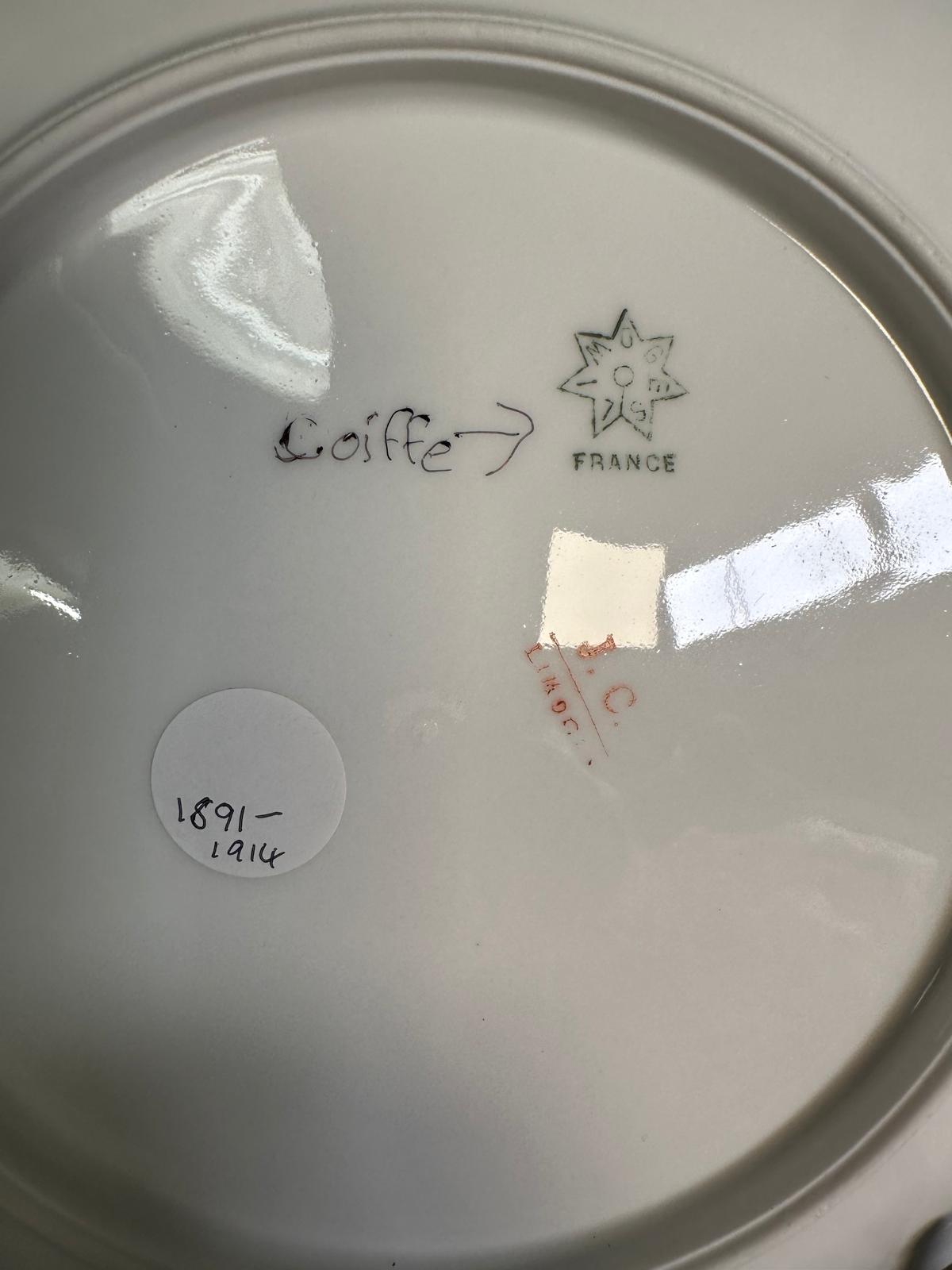 A Coiffe of Limoges plate (1891-1914) with floral decoration 22cm diameter - Image 6 of 6