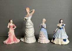 Four Coalport figurines to include Sylvia, Grand Parade and Madelaine