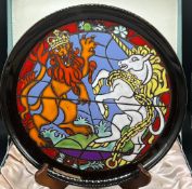 A Poole pottery silver Jubilee plate, designed by Tony Morris, box no certificate (Dia32cm)