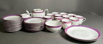 A czechoslovakian part tea service white with purple rims