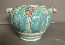A Clarice Cliff Celadon leaf and berry pot without lid Condition Report lid is missing