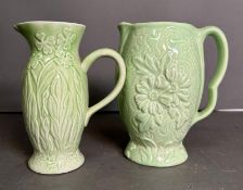 Two green pottery jugs, one by Royal Art Pottery and the other Burlington Ware