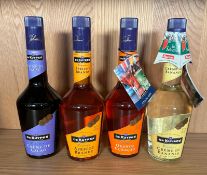 A selection of Be kuyper liquors to include Creme De Cacao, Apricot brandy and Creme De Bananes
