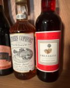 Three bottles of spirits, A Southern Comfort, Vermouth Rosso and a Grenadine along with a bottle
