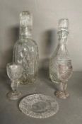 A selection of various glassware to include two decanters.