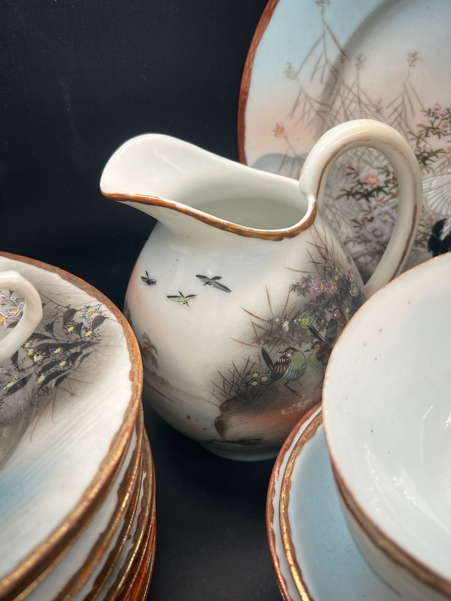 Egg shell porcelain Japanese tea set Condition Report two cups have hairline and chips, three - Image 3 of 3