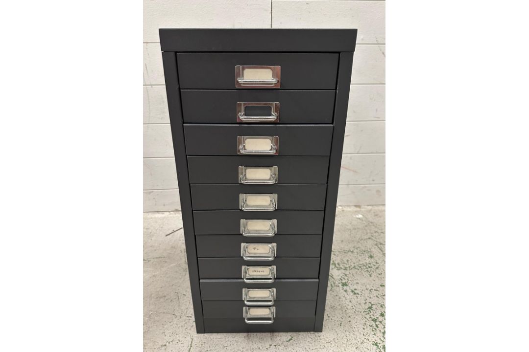 A metal ten drawer office cabinet (H61cm W30cm D28cm) - Image 1 of 3