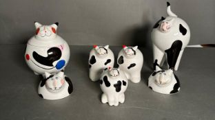 A selection of Villeroy and Bosch whimsical fat cat ceramics