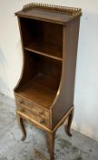 A side cabinet with galleried top on cabriole legs (H107cm W34cm)
