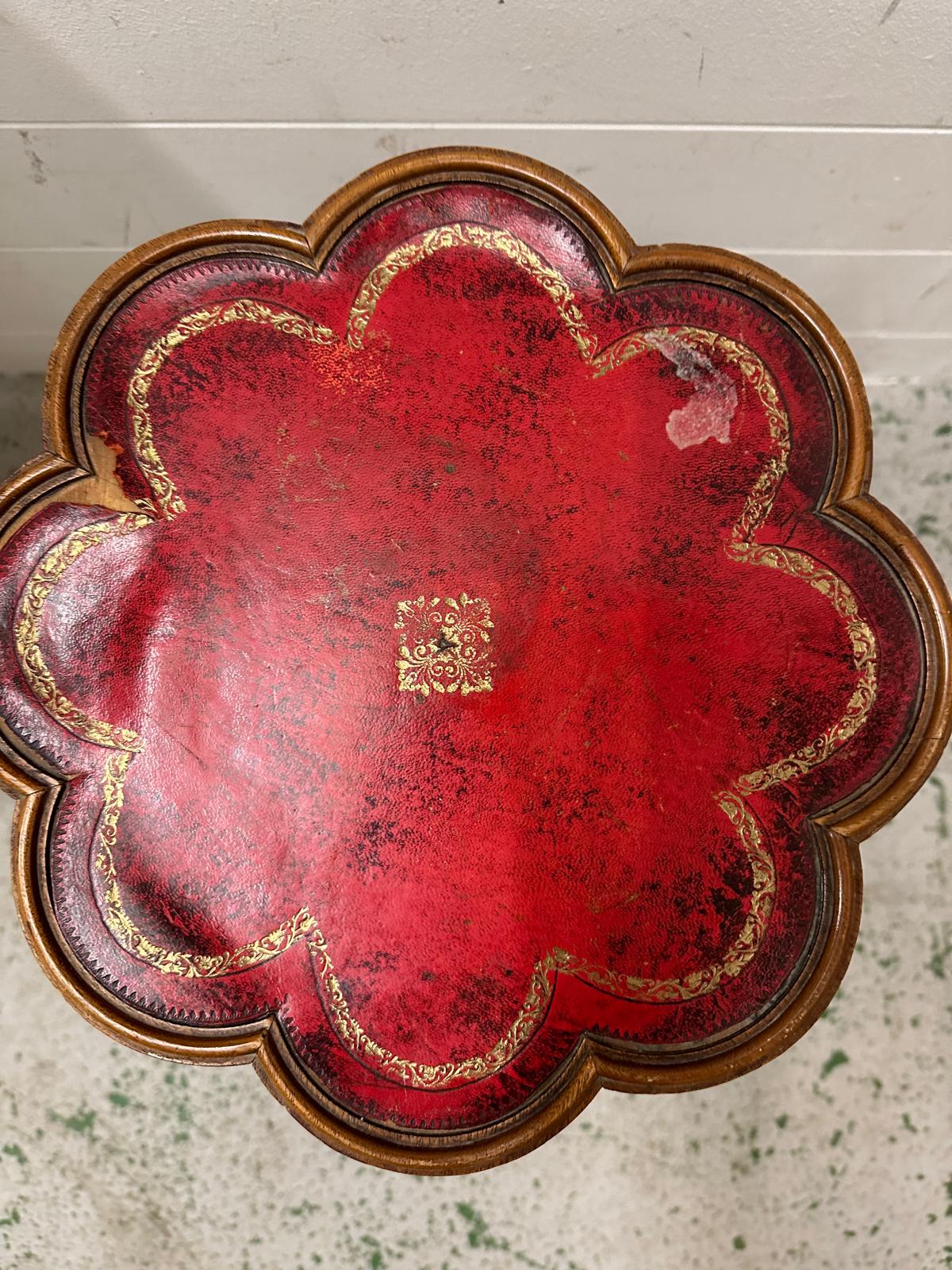 A red leather topped wine table Height 51cm AF - Image 2 of 2