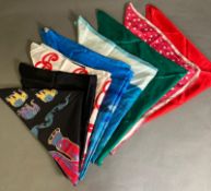 A selection of vintage silk scarves, various makers and styles