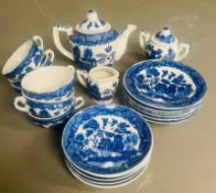 A blue and white child's china tea service