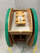 A novelty pine drinks trolly in the form of a wheel