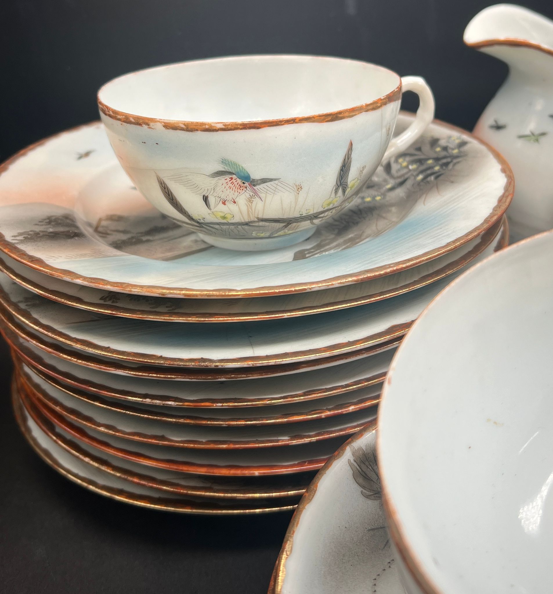 Egg shell porcelain Japanese tea set Condition Report two cups have hairline and chips, three - Image 2 of 3