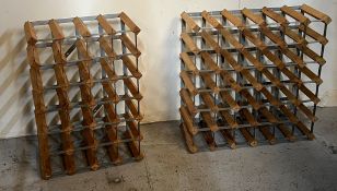 Two wooden bottle racks