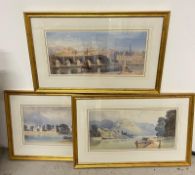 Three landscapes of Hereford unknown artist 72cm x 45cm