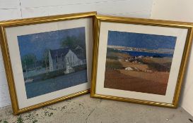 Two prints of harbour scene (Frame 78cm x 80cm)
