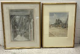 Norte-Dame from the Gast pencil and watercolour signed Charles William Taylor (1878 - 1960) and a