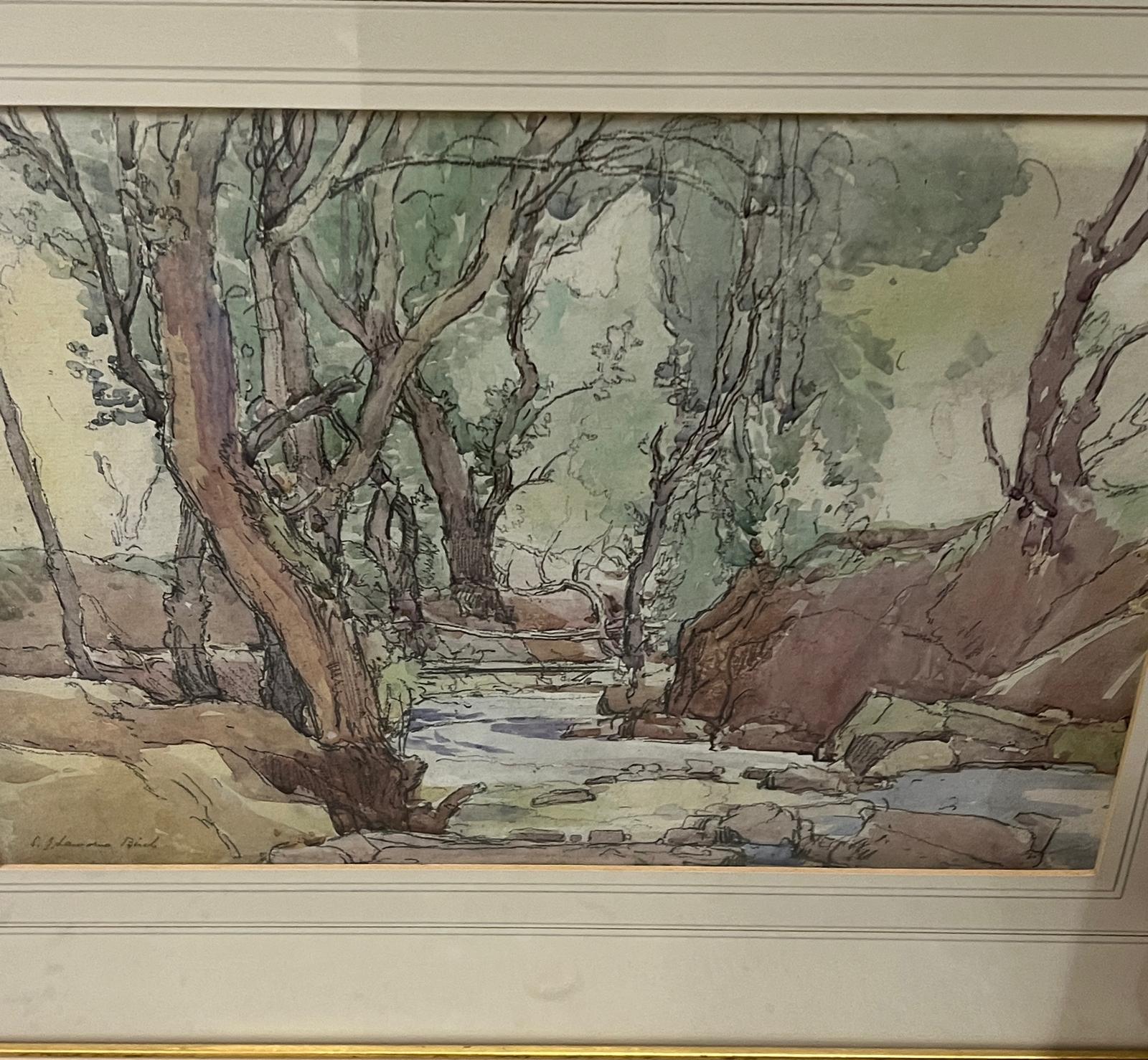 Five watercolours of various scenes (largest 53cm x 46cm frame) - Image 3 of 6
