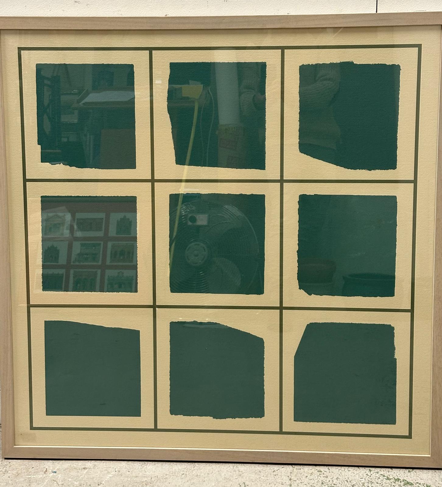 Two large abstract cubic form prints in red and green 105cm x 105cm (to raise funds for the - Image 3 of 3