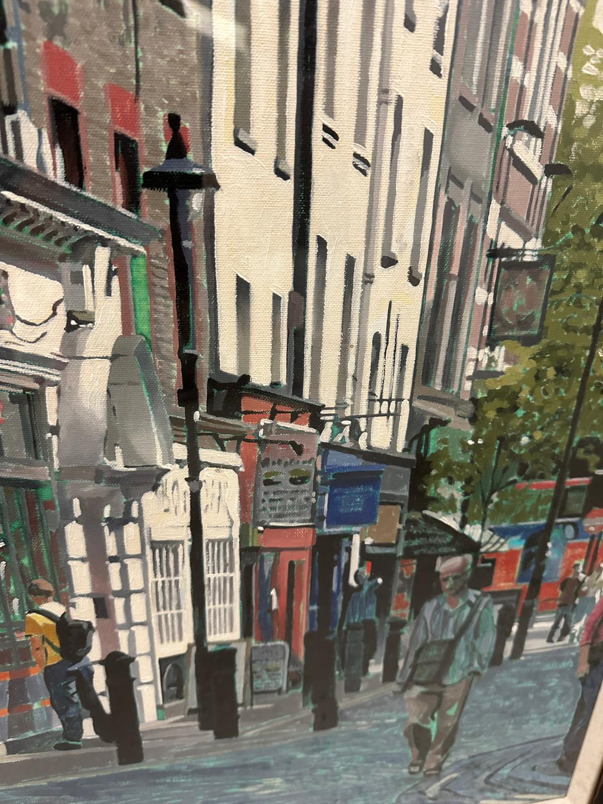 An oil on board of Ed's Easy Diner, Old Compton Street, Soho signed Collins lower left 81cm 87cm (to - Image 5 of 5