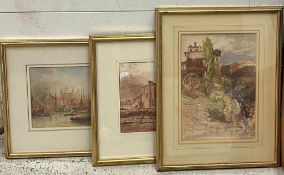 Three Marine and landscape pictures various media and artist