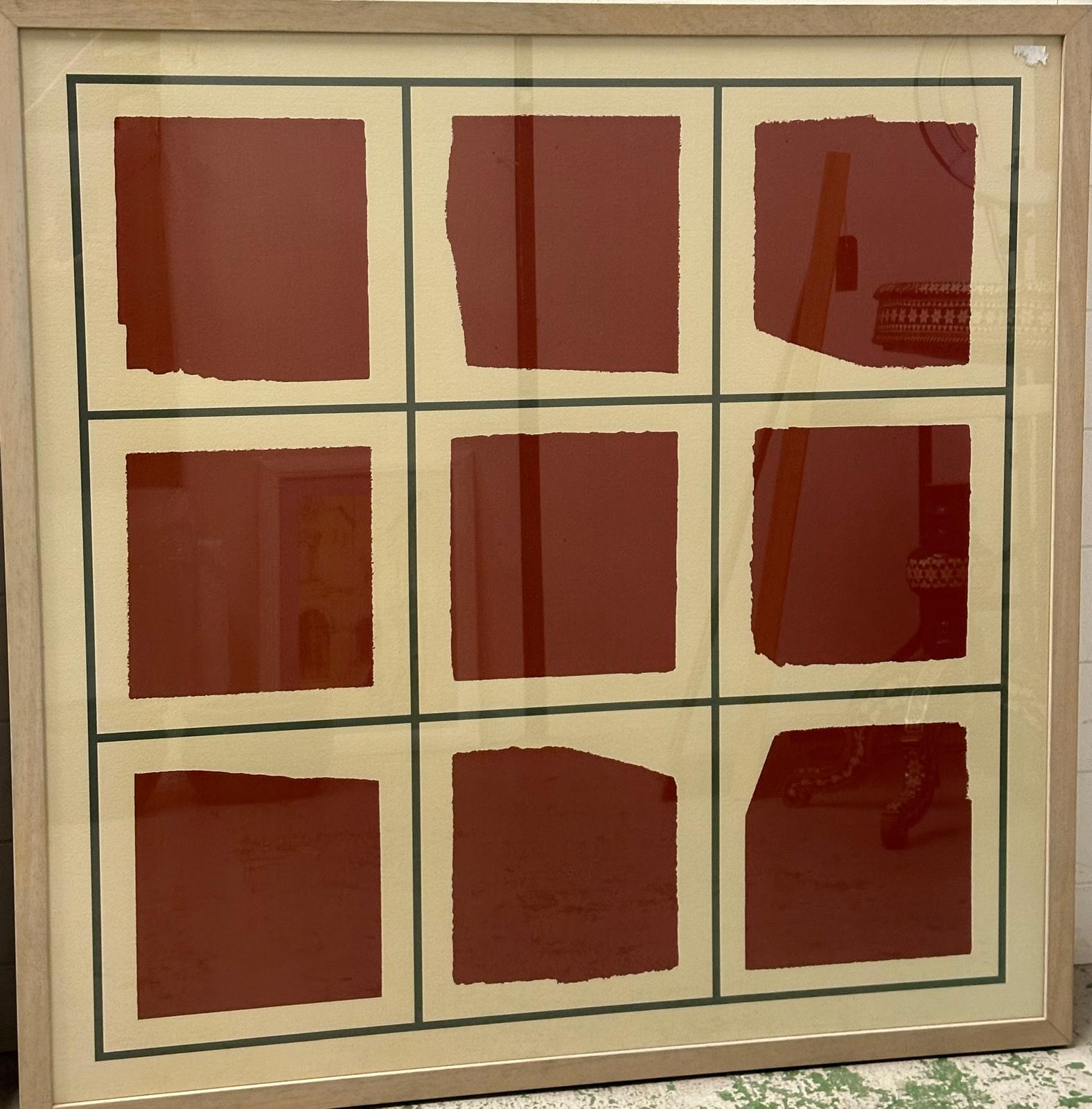 Two large abstract cubic form prints in red and green 105cm x 105cm (to raise funds for the - Image 2 of 3