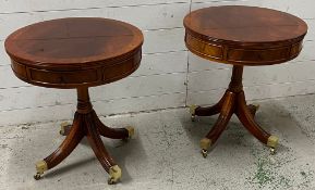 A pair of Regency style drum tables (H60cm Dia54cm)
