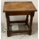A square oak stool on turned legs with cross stretchers (H46cm W53cm D30cm) - Image 1 of 2
