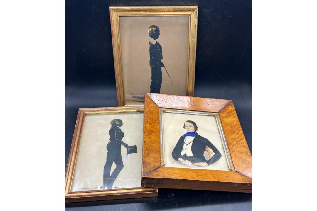 Two framed silhouette and a portrait signed E.S Gibson - Image 1 of 3