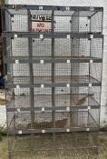 Vintage numbered industrial metal school wire pigeon holes, four pigeon holes by six holes on hair