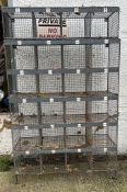 Vintage numbered industrial metal school wire pigeon holes on hair pin legs (H195cm W122cm D46cm)