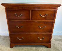 A mahogany veneer two over three chest of drawers (H89cm W91cm D49cm)