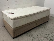 A single divan bed with drawers to base and Monet mattress