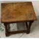 A square oak stool on turned legs with cross stretchers (H46cm W53cm D30cm) - Image 2 of 2