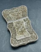 A silver filigree card case AF