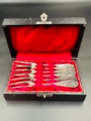 A boxed set of six Art Nouveau WMF pickle forks