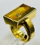 A Golden Beryl & Diamond dress ring by Gabrielli. Golden Beryl 9.88ct gross weight 26.98g. Setting