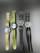 A selection of four Mb-Microtec Military style watches H3 GWS Pro Diver models with a variety of