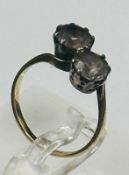 A 9ct gold and silver ring, size J, approximate weight 1.8g