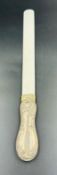 A silver handled bone letter opener, hallmarked for Birmingham