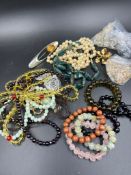 A selection of quality beaded jewellery to include a jade necklace