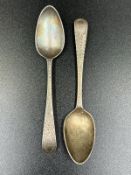 Two Georgian silver teaspoons, approximate weight of 21g