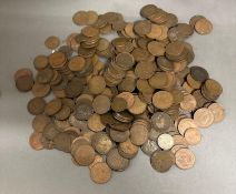 A quantity of UK pennies and half pennies various ages