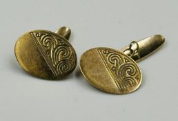 A pair of 9ct gold cuff links approximate weight 1.7g