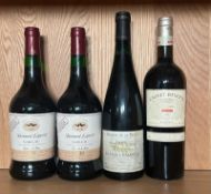 A bottle of Samur-Champigny, A Calvet Reserve and two bottles of Bernard Laporte Gaillac