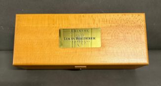 A Louis Roederer cristal champagne presentation box in walnut