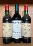 Two bottle of La Bergerie Mouton Cadet 1970 and a bottle of the 1996