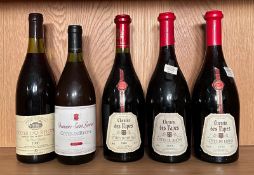 Three bottles of Chemin Des Papes Cotes Du Rhone and two others, Domaine Saint Laurent and Domaine