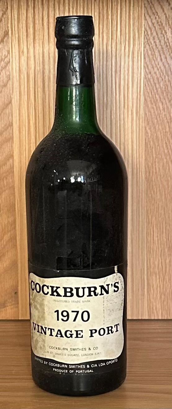 A bottle of Cockburns vintage port 1970